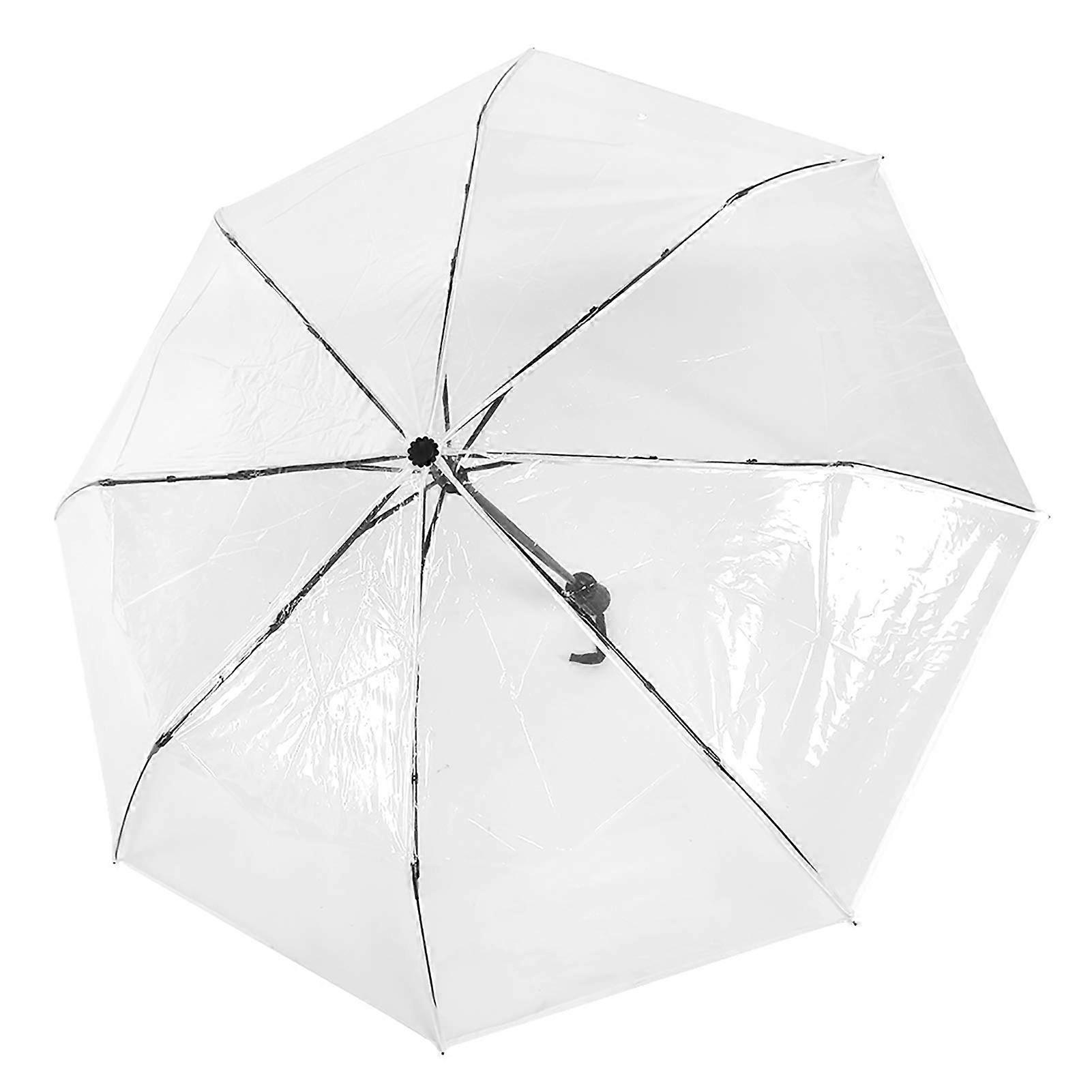 Transparent Windproof Automatic Travel Umbrella with Compact ThreeFold Design for Camping