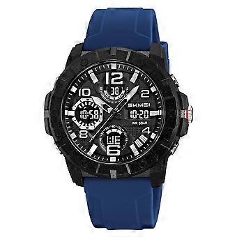 Reloj deportivo digital para hombre con cronómetro, alarma, doble horario y retroiluminación LED, resistente al agua, correa de PU, ideal para exteriores.