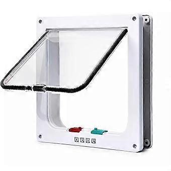 Pet Door 4 Way Locking Security Lock ABS Dog Cat Weatherproof Flap Door Controllable Switch Direction Doors Small Pet Supplies