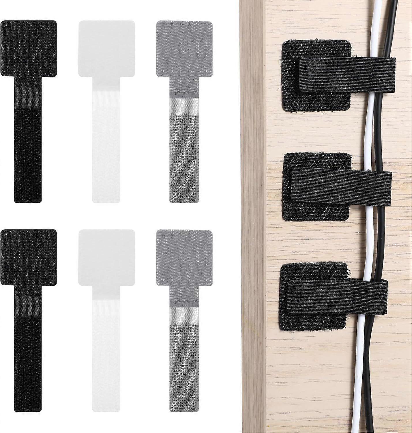 60Pcs Hook and Loop Cable Ties Self Adhesive Cable Straps Reusable Wire