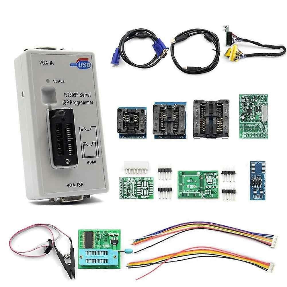 RT809F Serial ISP Programmer Universal BIOS Programmer with Full Adapters, EDID Cable & ICSP Support for EEPROM,MCU, LCD