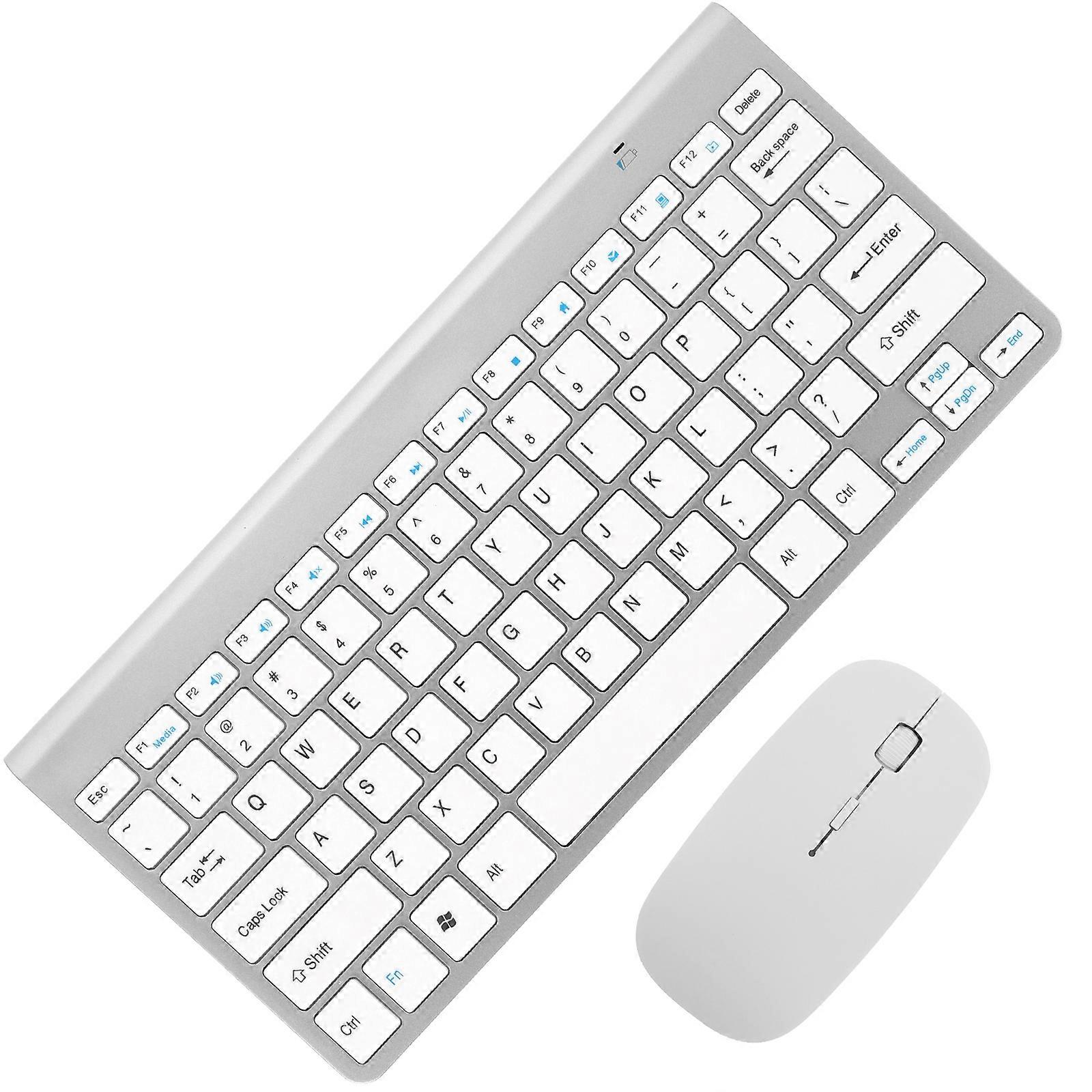 Wireless Keyboard Mouse Combo for Computer Use 1Set Silver ABS Responsive Clicks