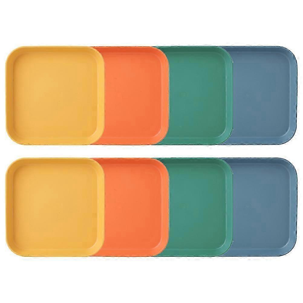 Assorted Color Plastic Square Food Dish for Kitchen Use 8Pcs Set