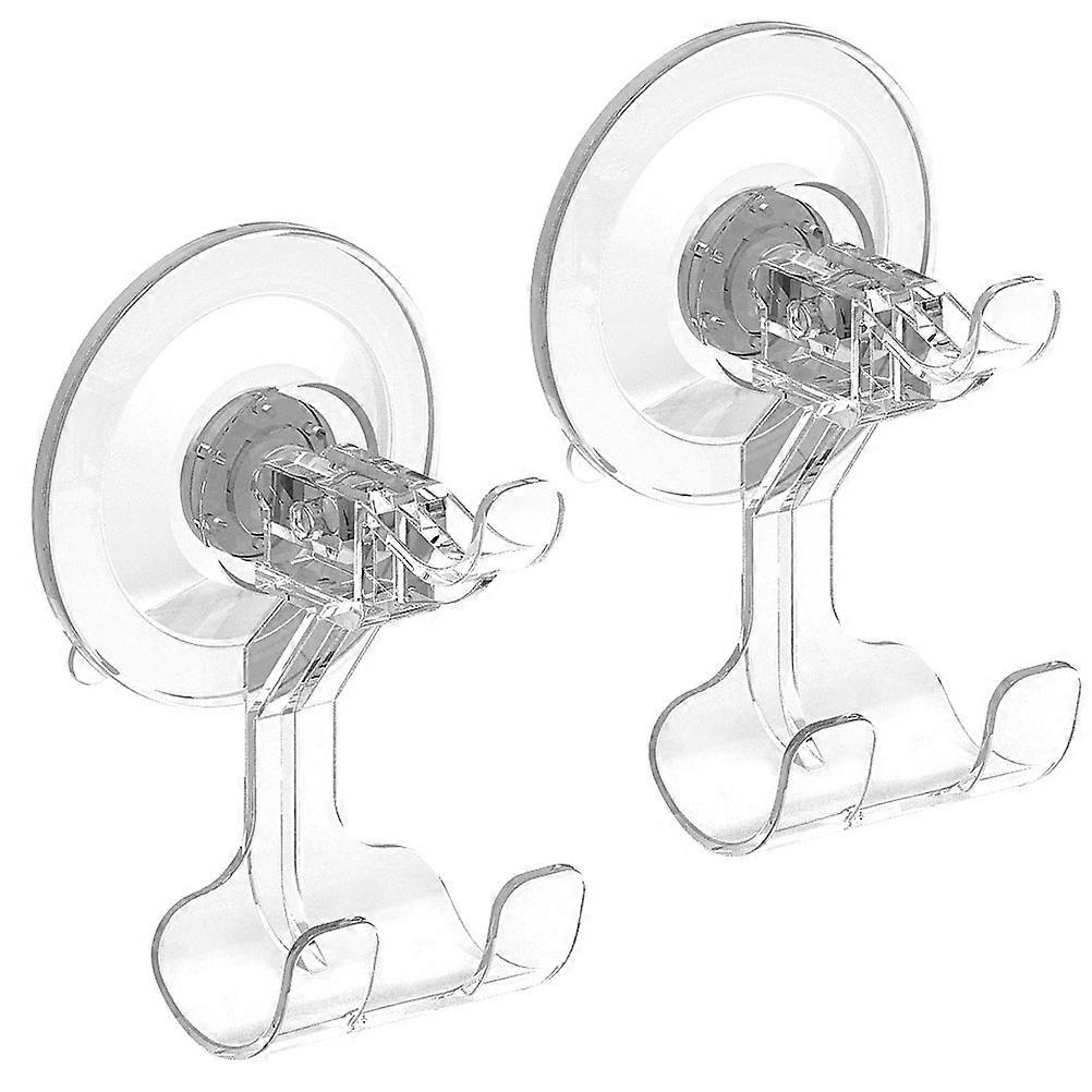 Suction Cup Hooks Transparent Plastic Bathroom Hooks for Hanging 2Pcs