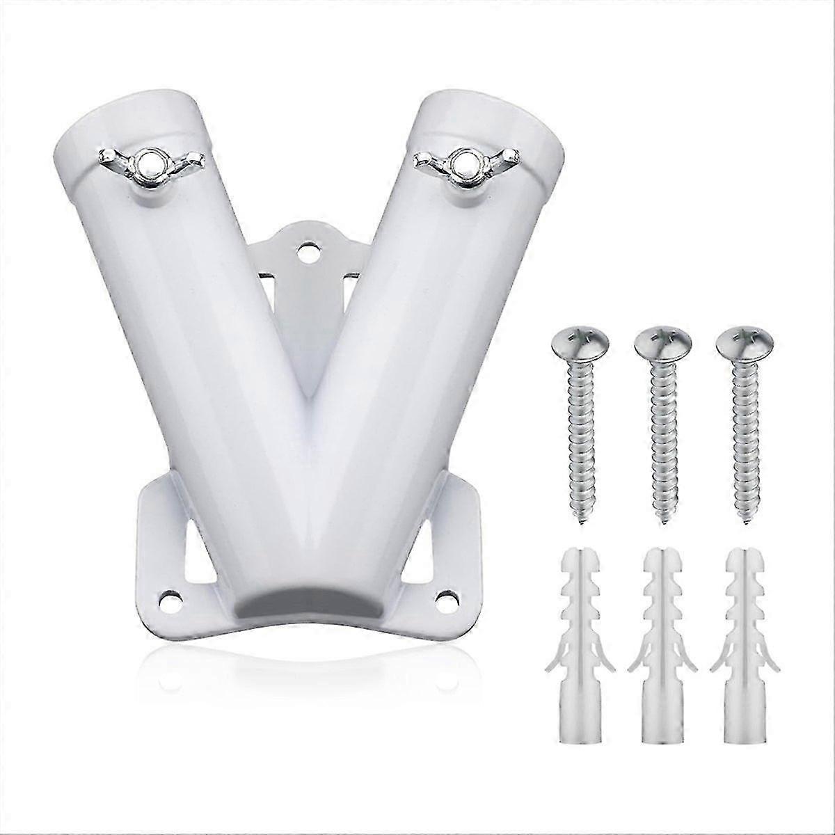 Double FlagPole Bracket Holder, V Shape Flagpole Wall Mount Bracket