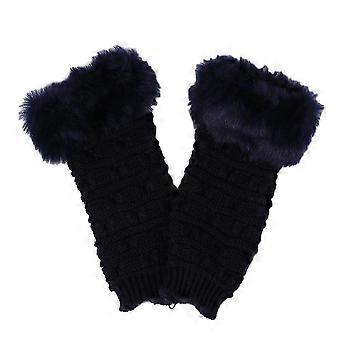 Womens Gloves Half Finger compatible with Winter Warmth Navy Color