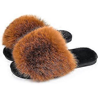 Open Toe Fuzzy  House Warm Slippers For Women For Outdoor Indoo