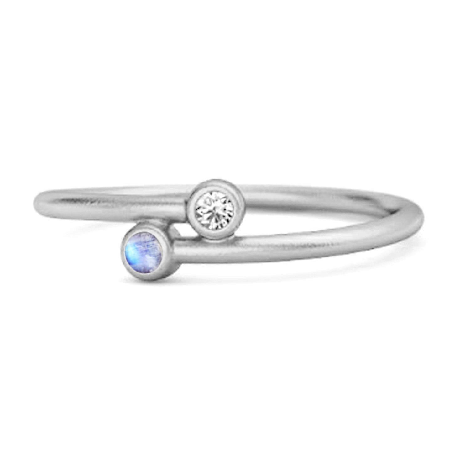 Moonstone Open Bezel Two-Stone Ring - 925 Sterling Silver