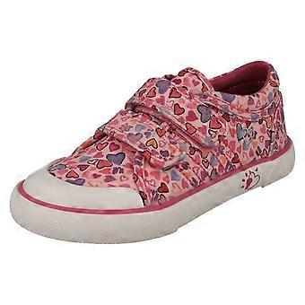 Girls Startrite Machine Washable Heart Detailed Canvas Shoe Loveheart - Pink Heart Canvas - UK Size 5.5F - EU Size 22 - US Size 6.5