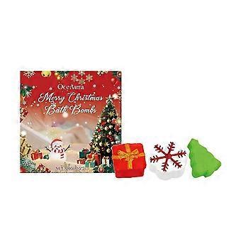 Julebadebombesett for barn, gutter og jenter, julestrømpegaver, 3 morsomme økologiske badebomber, mild formel som skaper, avslappende aromaer for kvinner