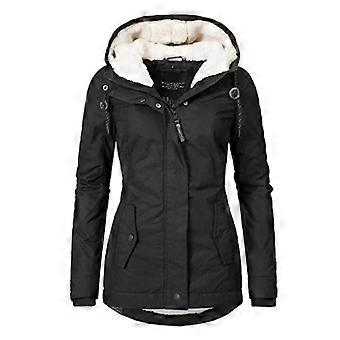 Abrigo de invierno con capucha cálido impermeable Abrigo de algodón forrado de vellón grueso para mujer-jie
