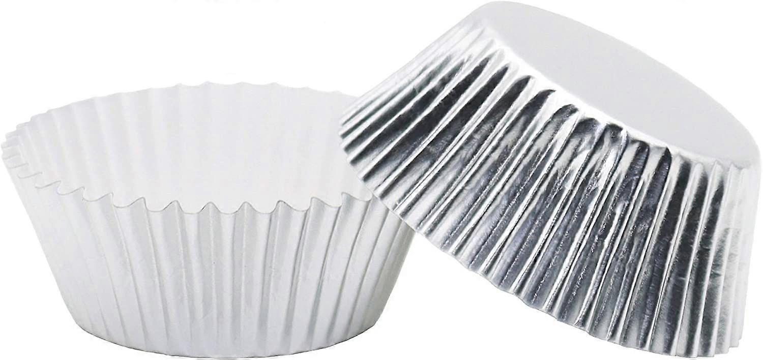 200 Pcs Standard Sized Foil Cupcake Liners Baking Cups (Sliver)