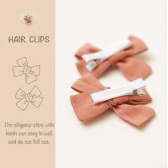 Baby Hair Clips - 24 Pcs Fully Lined Hair Bow Clips for Fine Hair Cotton Tiny Hair Barrettes for Infants, Toddlers, and Little Girls