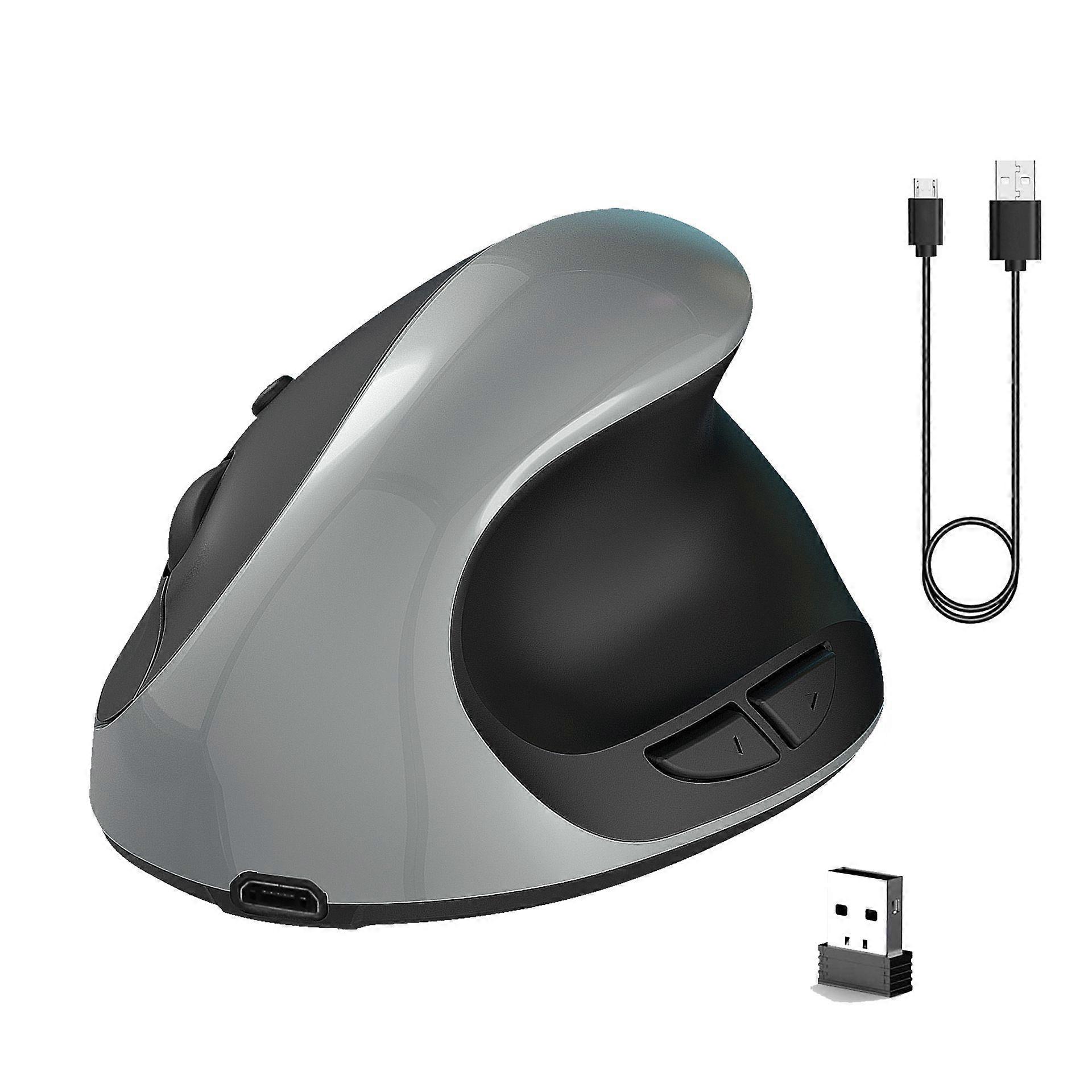Rechargeable 2.4GHz Wireless Vertical Mouse (Grey)