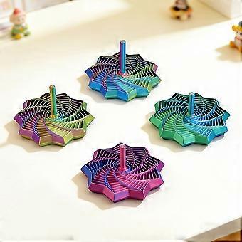 Gradient 3D Printed Spinning Tops 4 Pcs Set, Deformable Layered Petal Design, Random Colors Decorative Desk Toy for Office Home Gift