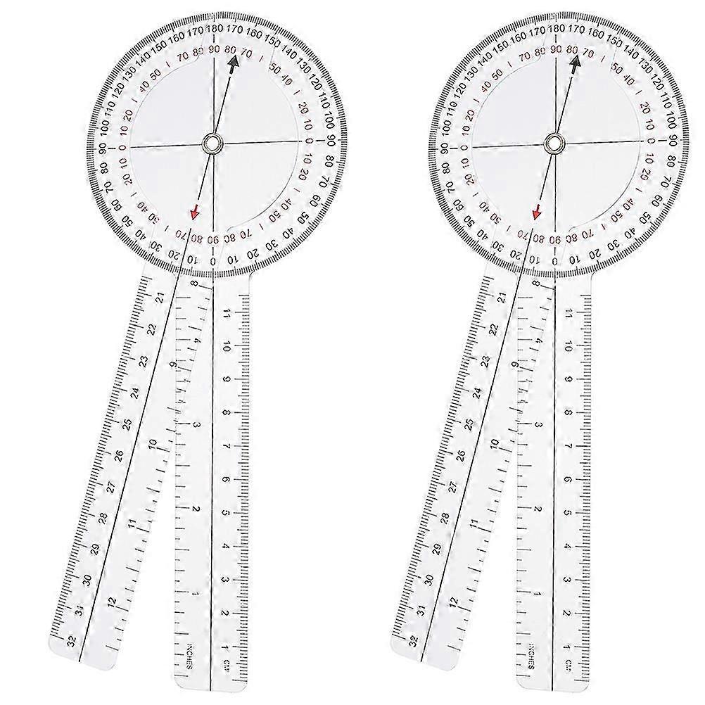 2Pcs Angle Ruler Goniometer Ruler Transparent Angle Ruler Measuring Portable Goniometer Ruler