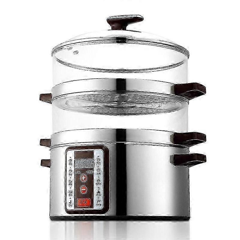 Adjustable Multi-Layer Electric Steamer with Smart Transparent Lid for Efficient Cooking