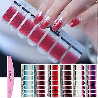 Shiny Nail Wraps 6 Sheets Kit with File, Multicolor SelfAdhesive Nail Stickers for Instant Manicure
