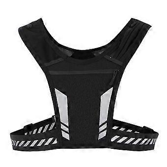 Reflective Running Vest with Pocket for Night Cycling Walking, Adjustable Waist, Phone Holder