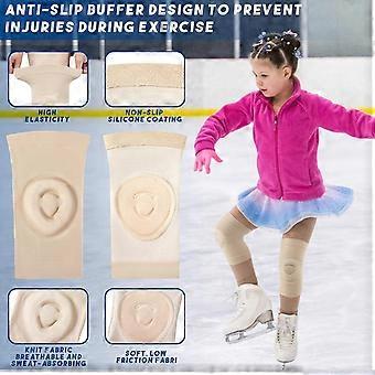 2 Paar Eiskunstlauf-Knieschoner, Gel-Tanz-Knieschoner, Polsterung und Stütze, atmungsaktives Material, für Tanz und Eiskunstlauf, Damen, Mädchen, Herren, Beige und Schwarz, Größe S