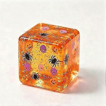 Cubo antistress morbido a lenta risalita con decorazione a zucca, ragno e teschio, 5,5 cm, stile gotico di Halloween, con glitter, da spremere per adulti