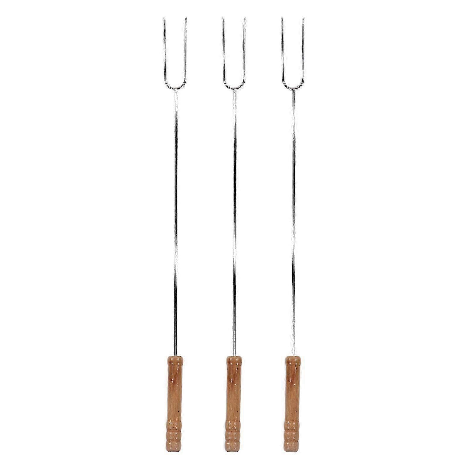 47cm Stainless BBQ Forks Beech Handle