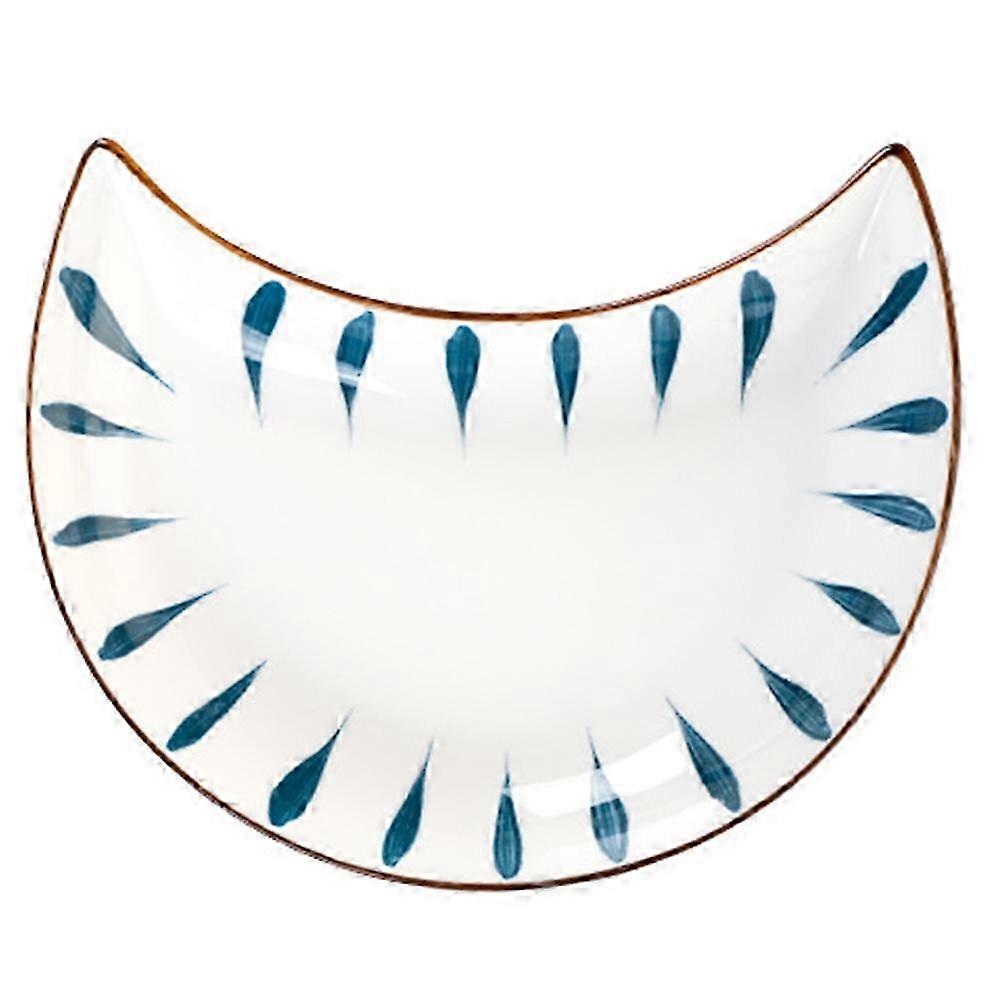 Moon Plate Ceramic Dish compatible with Dining 1Pcs White Household Tableware compatible with Eating