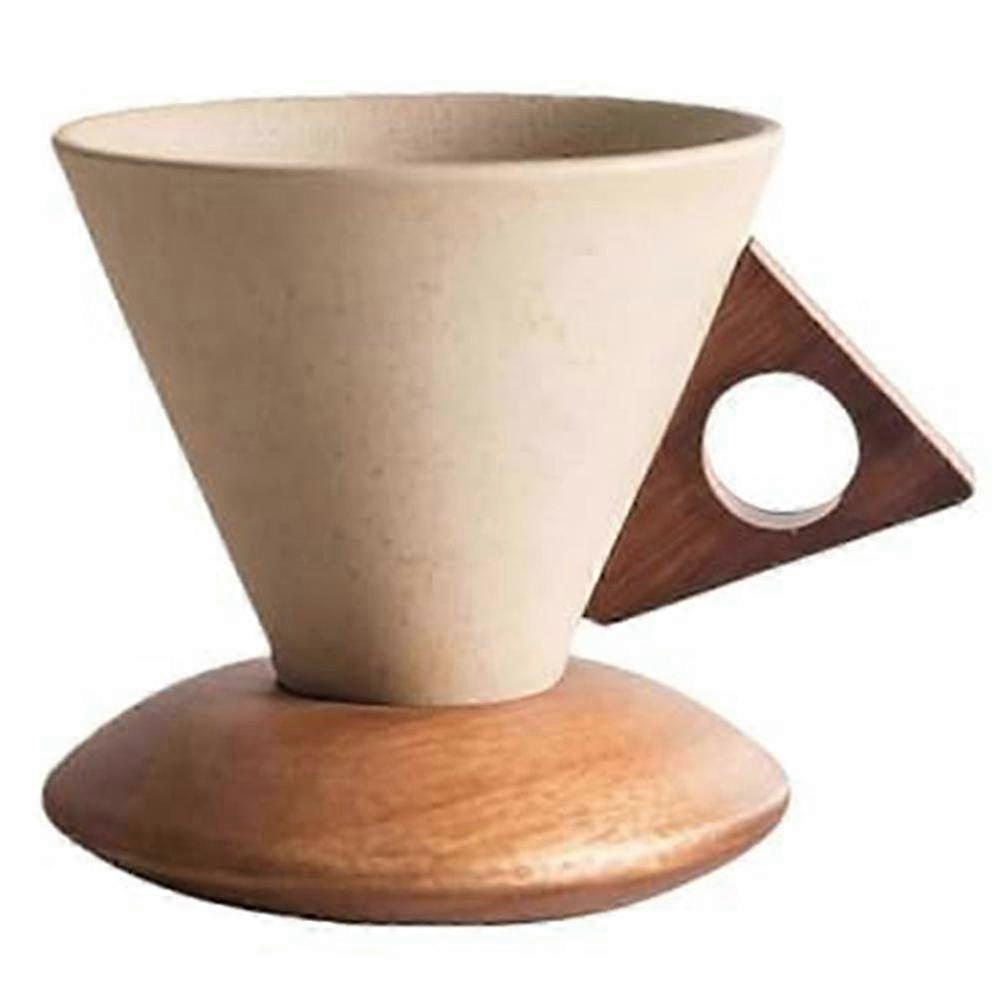 Earthenware Conical Mug Wood Base