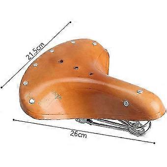 Ægte læder Retro cykelsadel med fjeder, udskiftning cykelsædehynde
