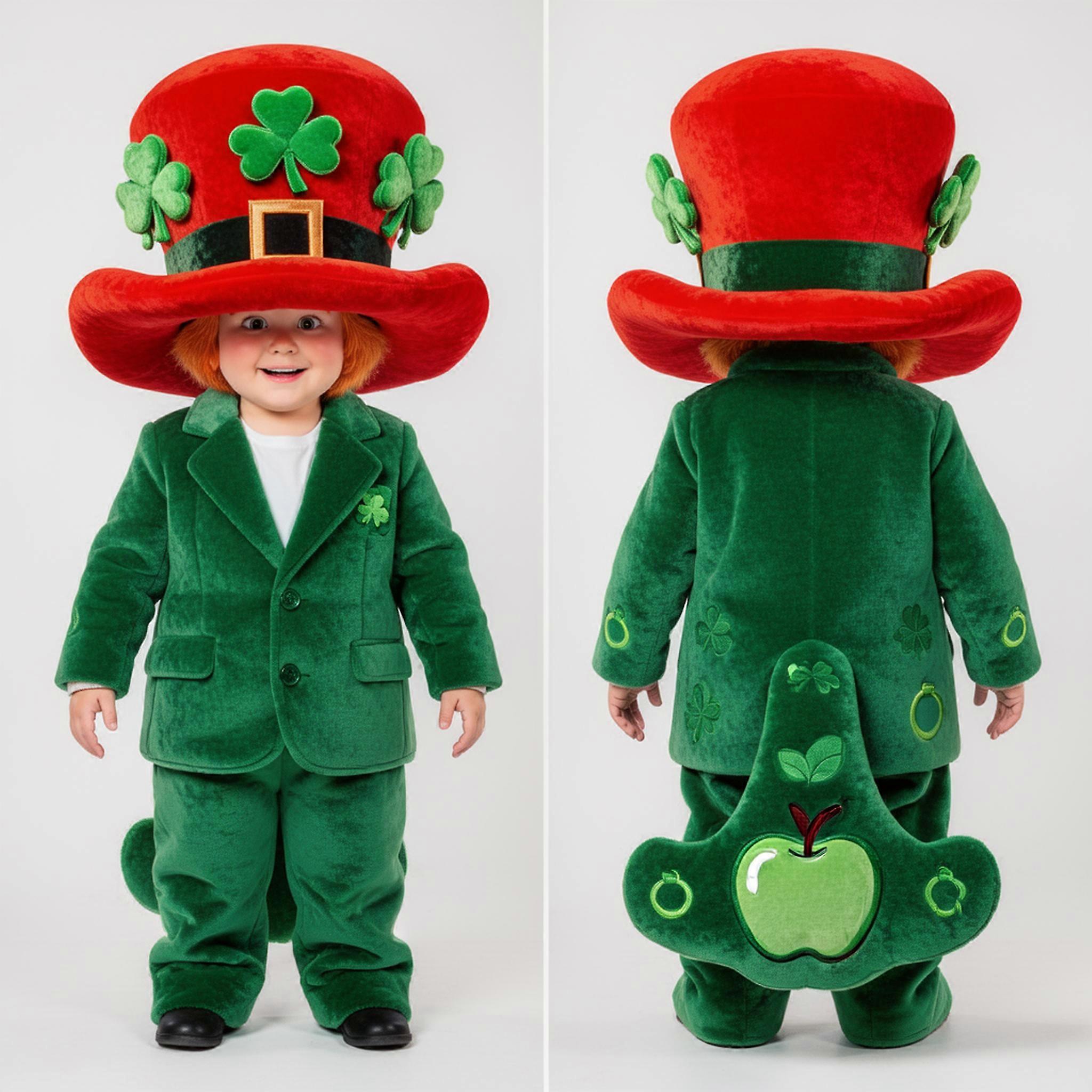 MASTICOT Emerald Green Crowned Leprechaun Hat Mascot