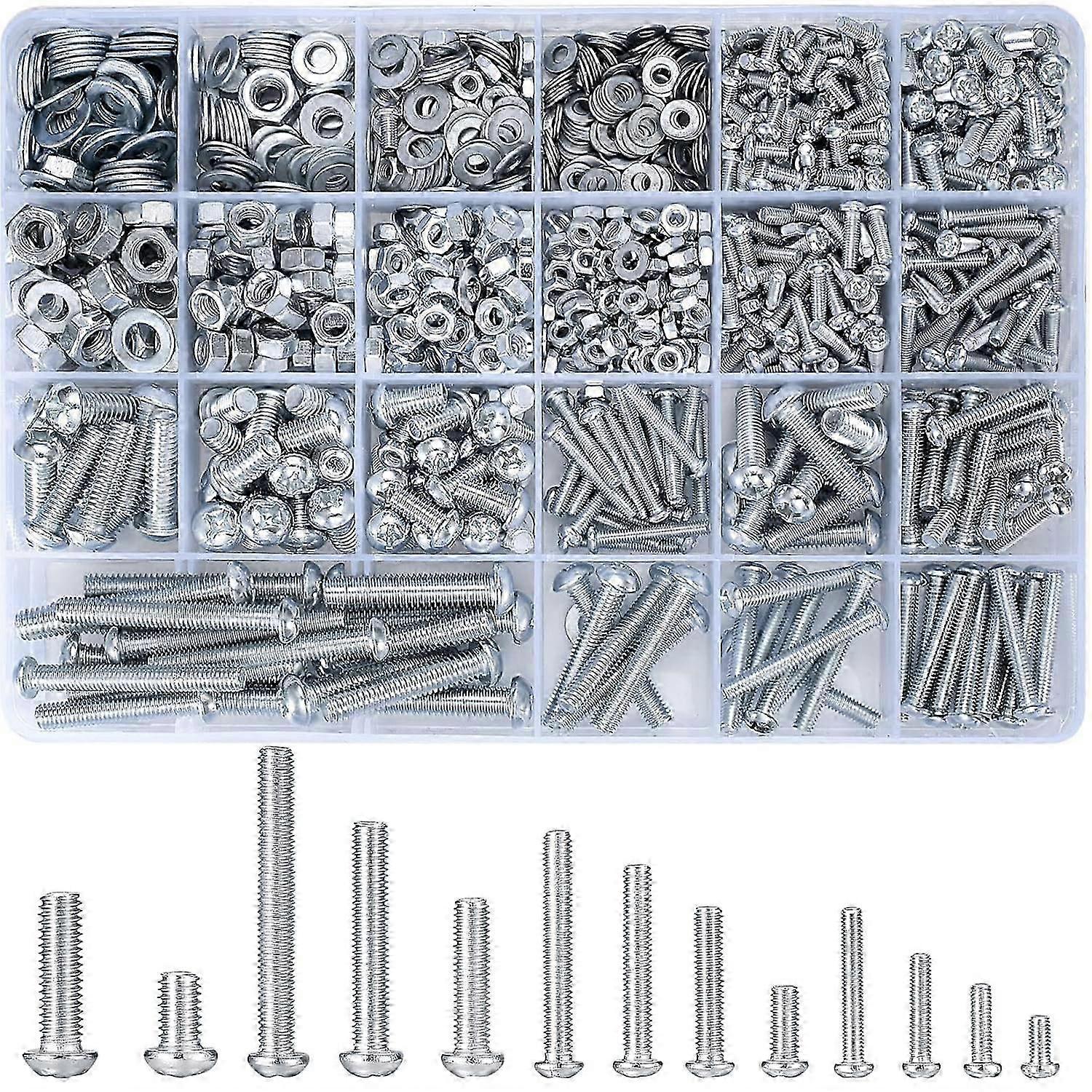 16-Size Metal Screw Nut Washer Kit