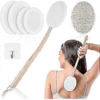 Back Lotion Applicator, Cream Applicator, Long Wooden Handle With Replaceable Brush Head, For Applying Soap, Gel, Cream, Sun Oil, Back Cream (white)
