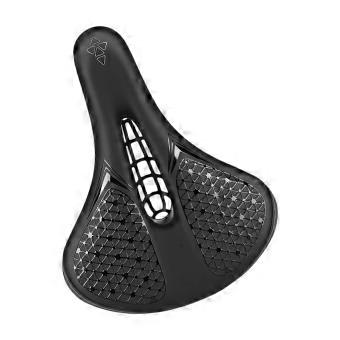 Fahrradsattel für längere Radtouren mit ergonomischer Form, Polsterung, mittigen Luftöffnungen, Federbasis und Stahlbefestigungen, mehrfarbig