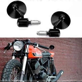 Motorcycle Round Rearview Mirror Motorbike Handlebar End 7/8' Universal Motorcycle Rear Mirrors- Black-bj