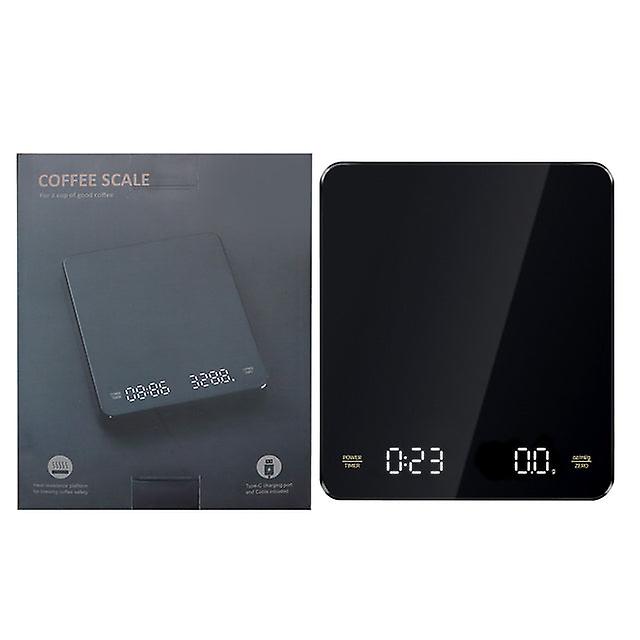 3Kg/0.1g Hidden Screen Hand Brew Coffee Scale Digital Scale With Timer High Touch Kitchen Scale Charging Weight Balance With Usb