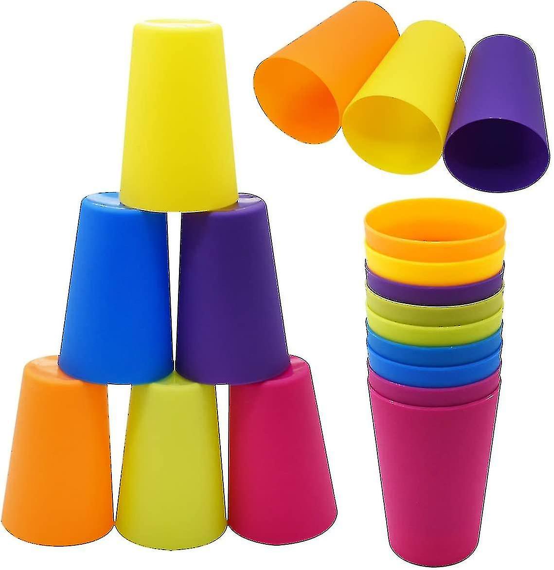 Color Plastic Drinking Cups,18pcs Reusable Stacking Plastic Cup Children Cup