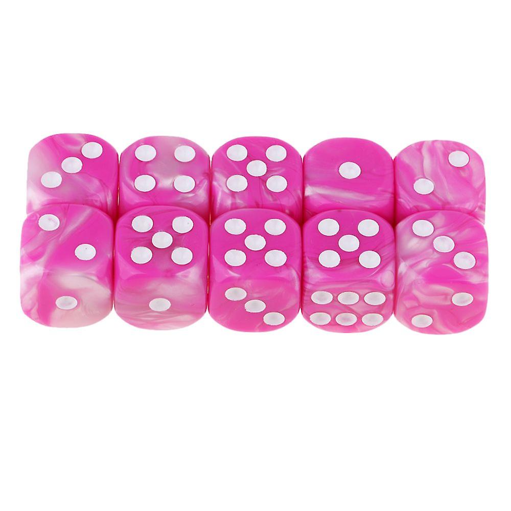 16mm 6 Sided Dice Set For Board Games And Math Education Pink+white