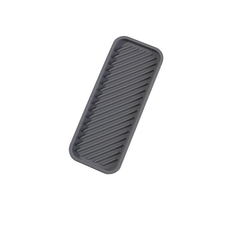 30.5*12cm Silicone Kitchen Sink Organizer, Sponge Holder for Sponges, Brushes, Soap, Silicone Drip Mat (Gray)
