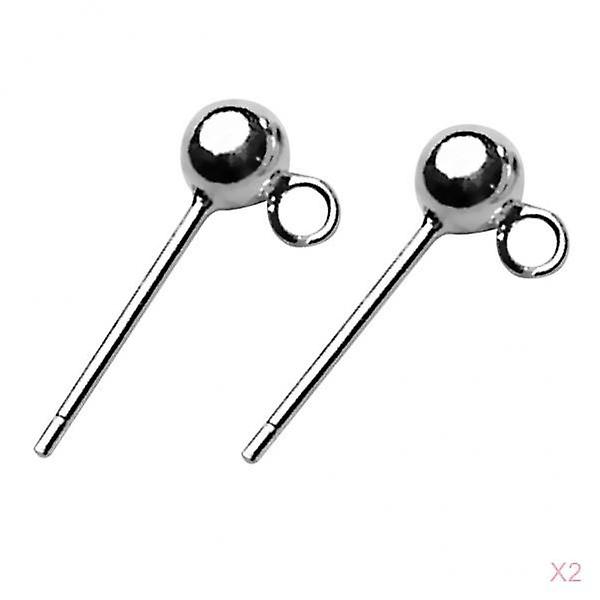 4x Sterling Silver 3mm Ball Earring Stud Finding Post DIY Jewelry Finding