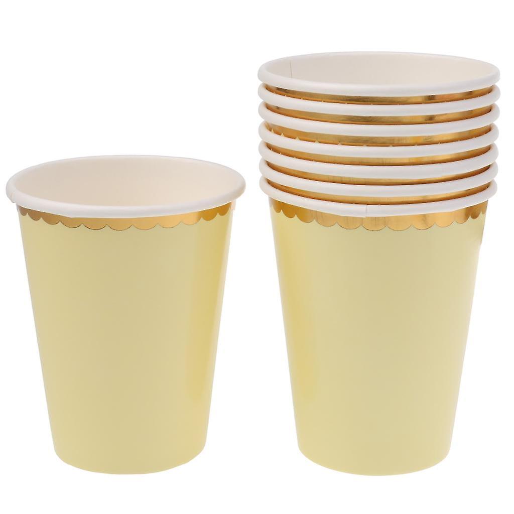 8x Solid Color Paper Cups Wedding Birthday Party Dinner Tableware Yellow
