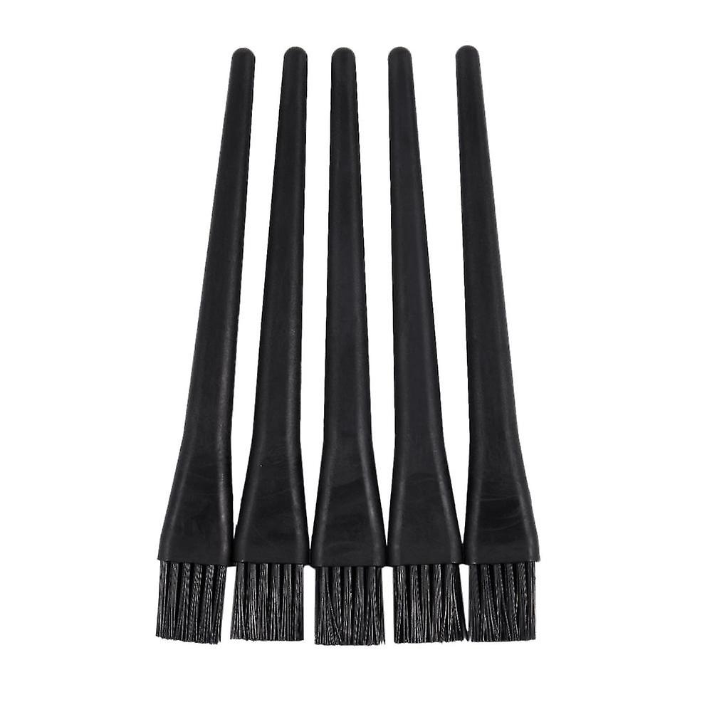 5 Pcs 1.5 X 0.5cm Black Plastic Round Handle Anti Static Esd Brush