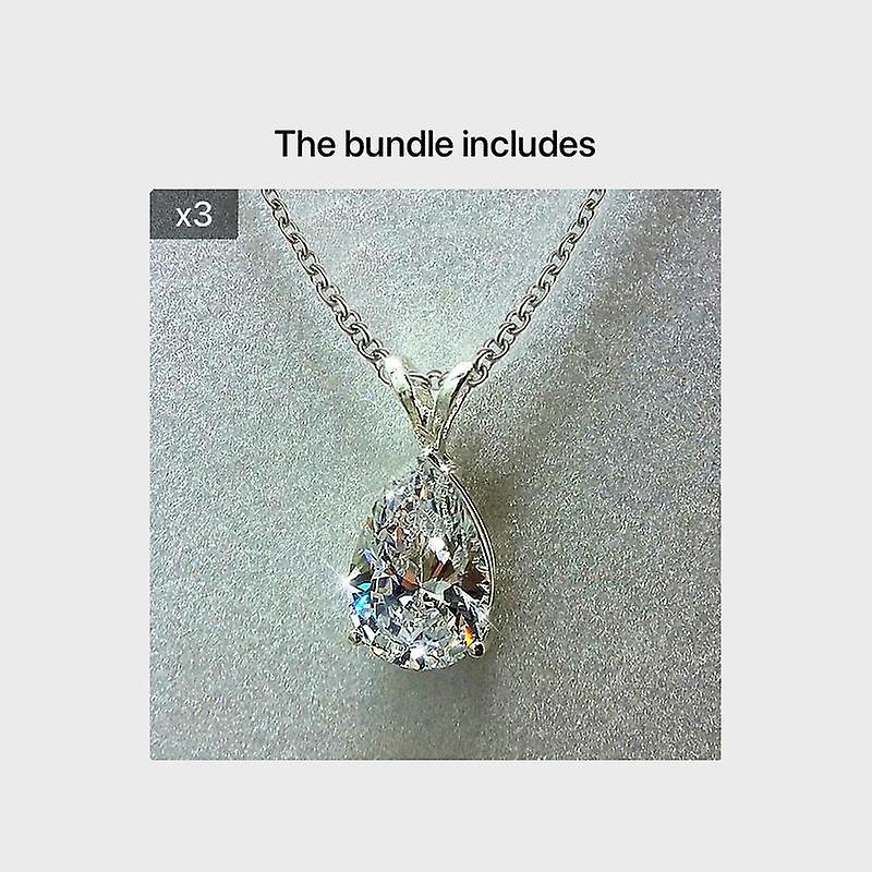 Elégant 925 Silver Teardrop Zircon Pendentif Collier Pour Mariages Propositions Et Parties