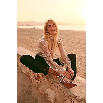 Sequin Beige Mesh Blouse