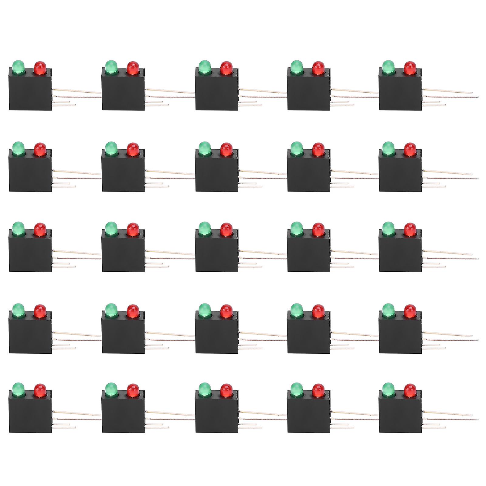 100Pcs LED Plastic Holder Dual‑Hole Black Square 90 Degree Curved Base with Red Green Light 3mm