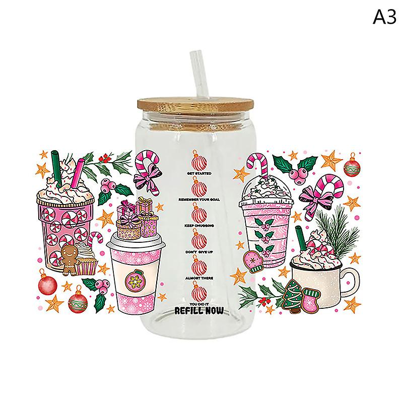 Christmas Drinks Uv Dtf Sticker For 16oz Cups Wrap Transfer Sticke