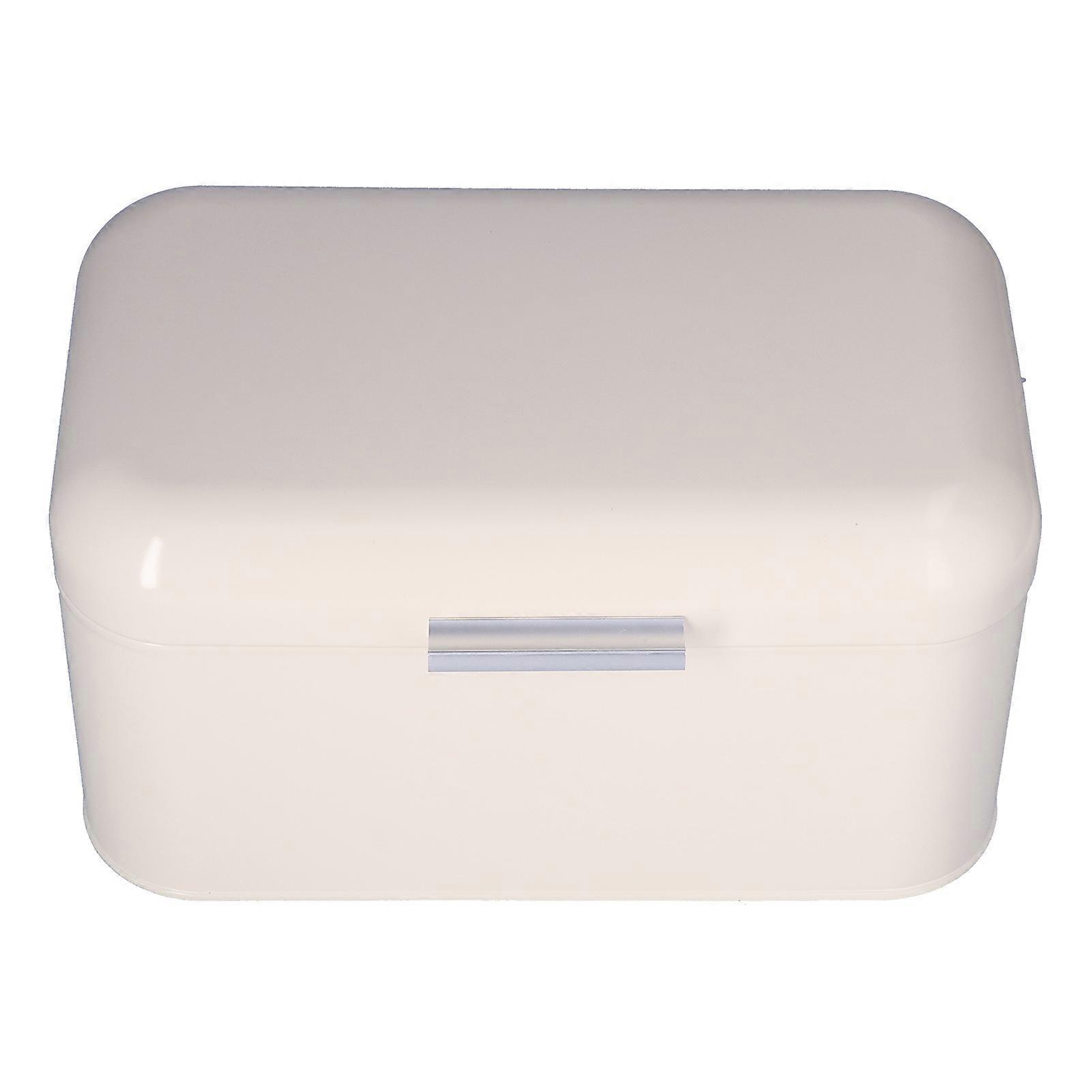 Milky White Bread Box Safe Odorless Large Capacity Anti Fingerprint Retro Tin Bread Box