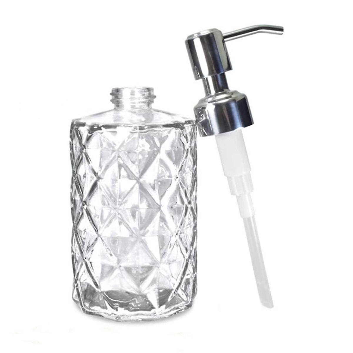 Diamant preget glass såpedispenser med 304 rustfri rustfritt stålpumpe, baderom såpe Dispen