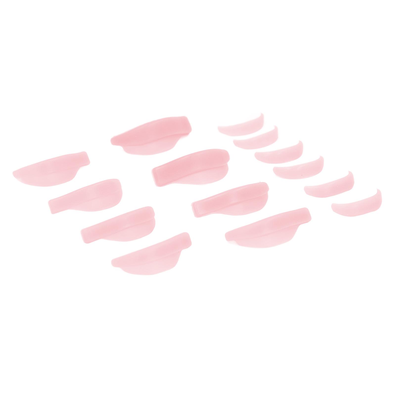 7 Pairs Silicone Eyelash Curlers, Different Sizes, Reusable, Beauty Salon, Pink