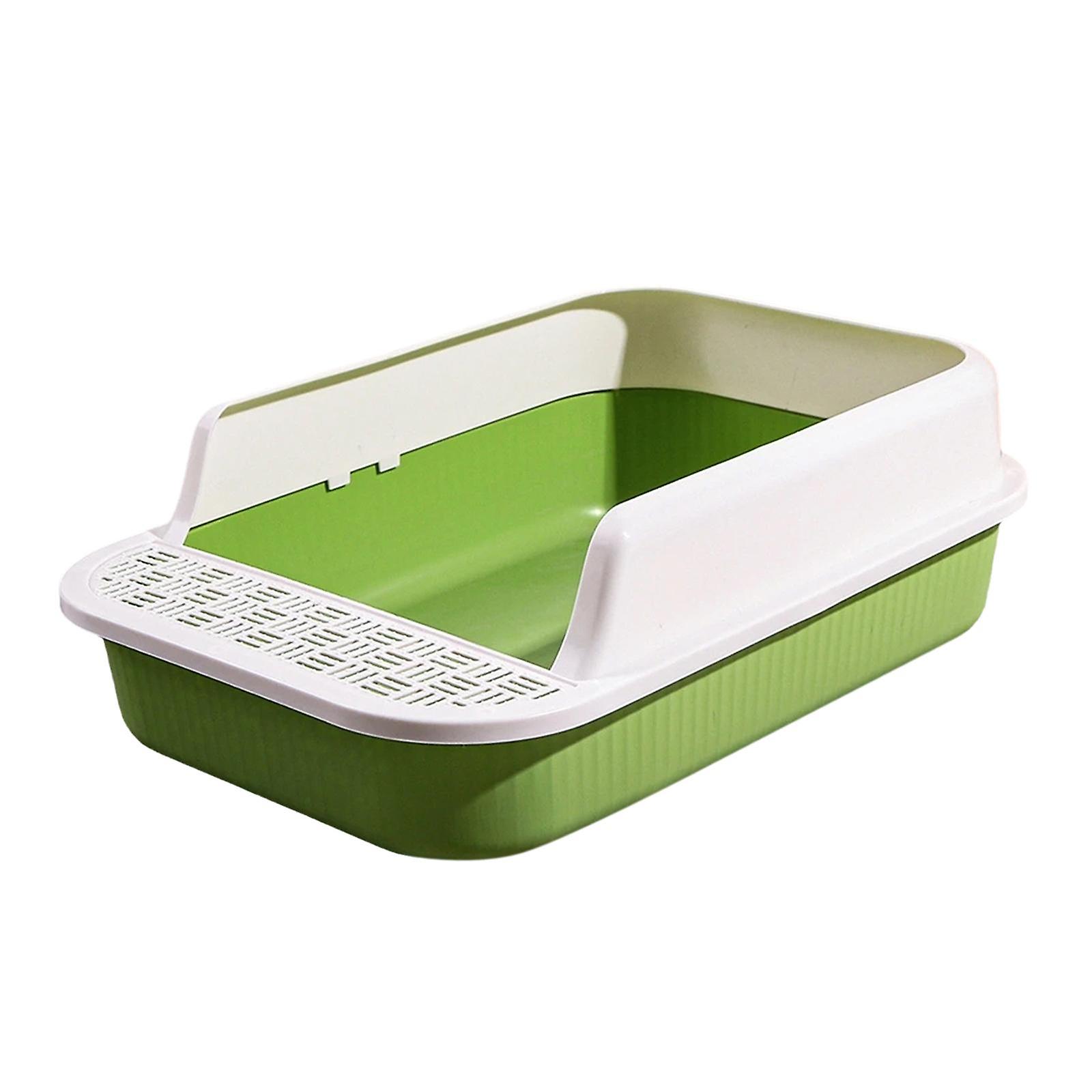 Cat Litter Box High Sided Anti Splashing Semi Enclosed Cat Bedpan Cat Toilet Clear and White