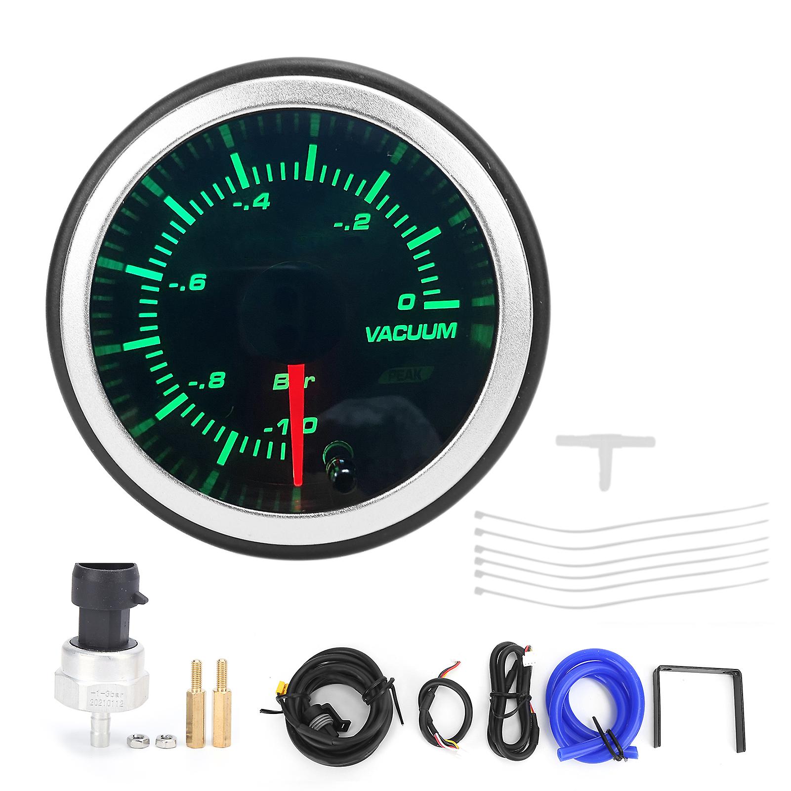 Vacuum gauge for 12V vehicles with 52mm sensor and LED light